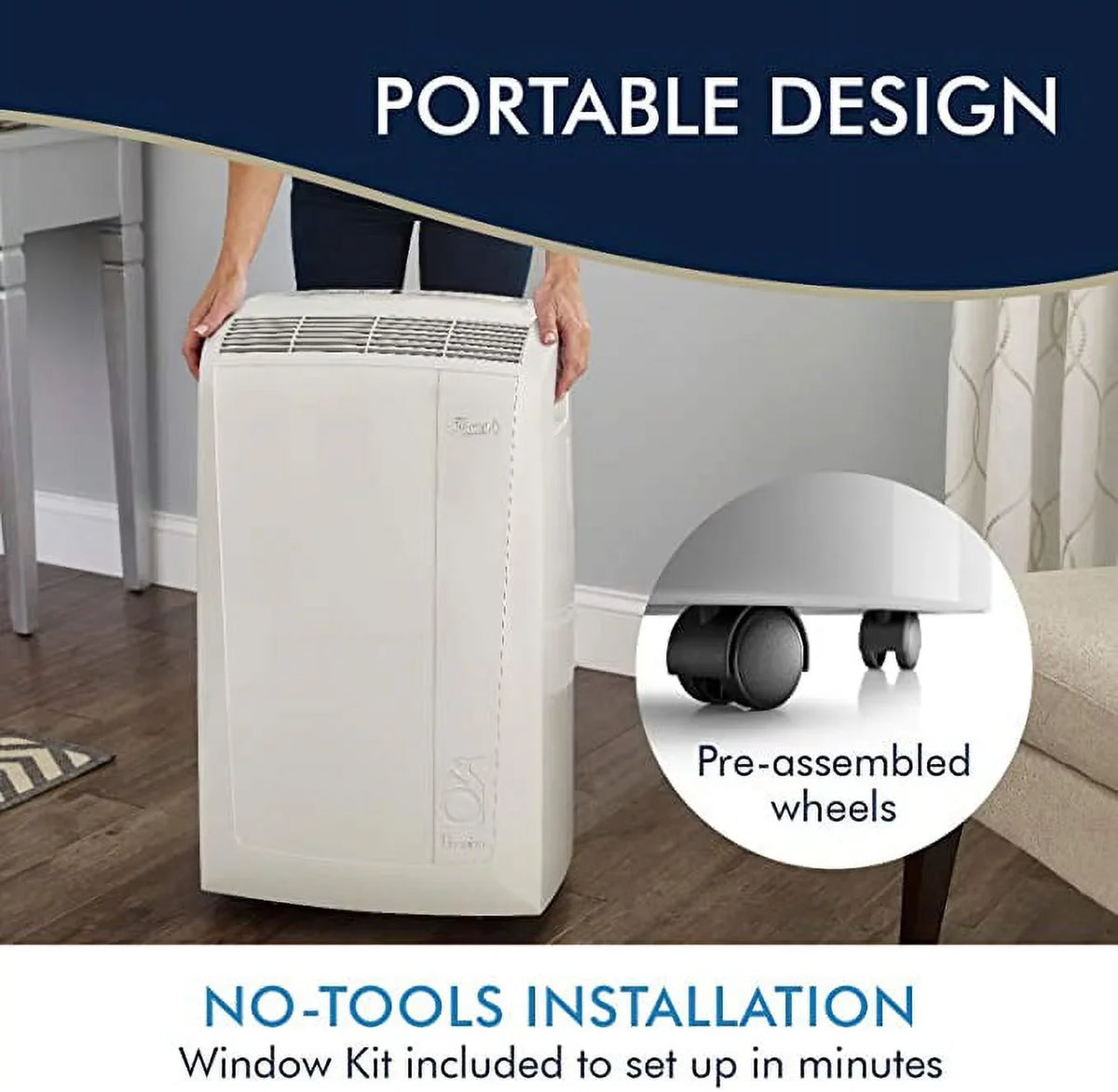 Restored DeLonghi 6,700  (10,000  ) 3-Speed Portable Air Conditioner with Dehumidifier (Refurbished)