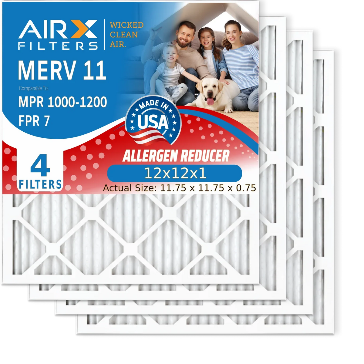 12x12x1 Air Filter  11 Comparable to  1000,  1200 &  7 Electrostatic Pleated Air Conditioner Filter 4 Pack  Premium  Made 12x12x1 Furnace Filters by     .