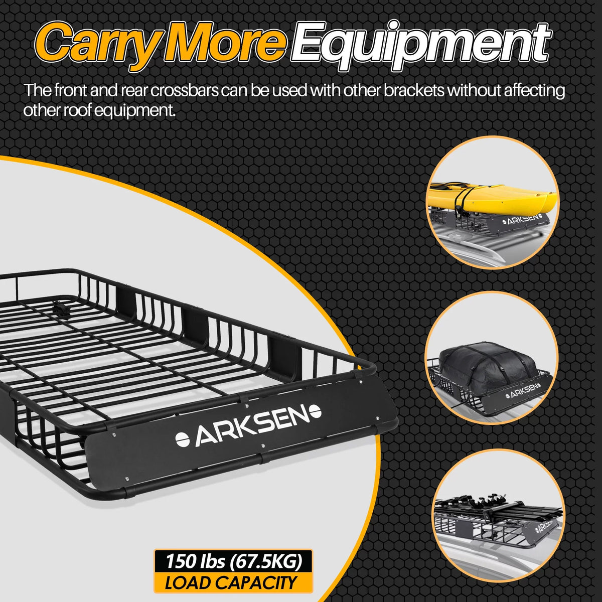 84"x 39"x 6" Universal Roof Rack Cargo Extension Car Top Luggage Holder Carrier Basket  Camping, Black