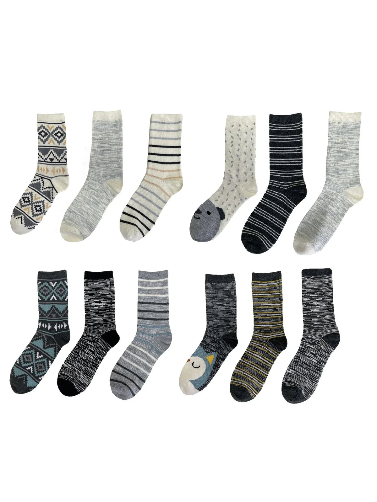 Fuzzy Babba Luxe, Women's Fashion Wooly Warmer Crew Socks, Warm Cozy Boot Socks, 12-Pack, Size 4-10