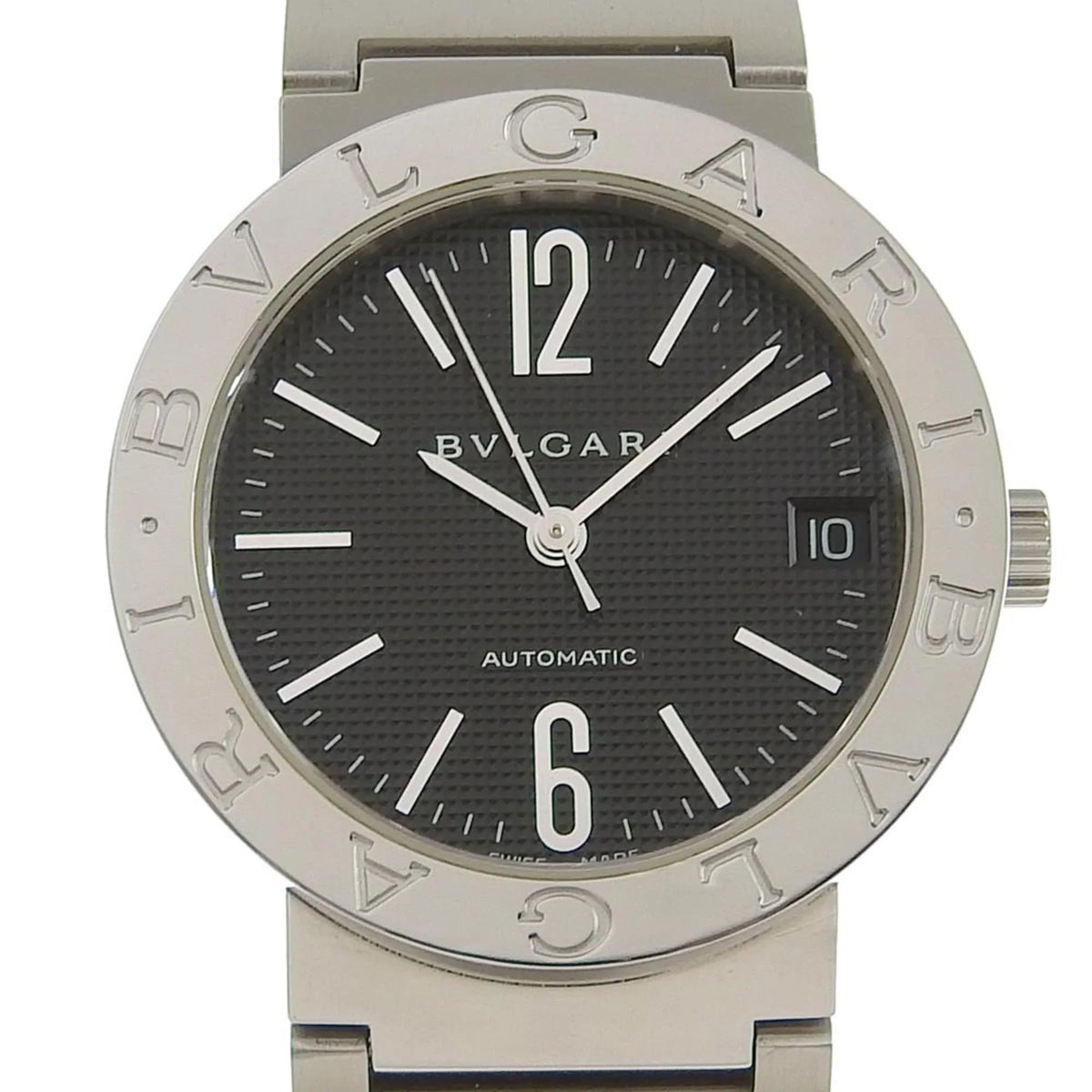 Pre-Owned  Bulgari   stainless steel self-winding boys black dial watch (Good)