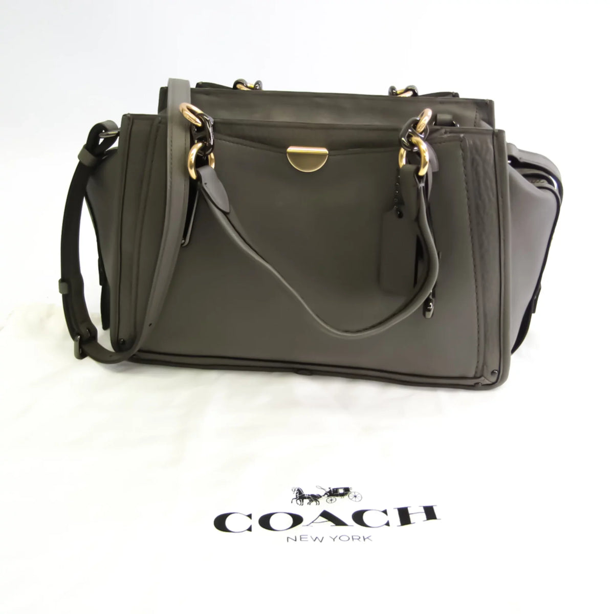 Pre-Owned Coach Womens Leather Handbag Shoulder Bag Gray (Good)