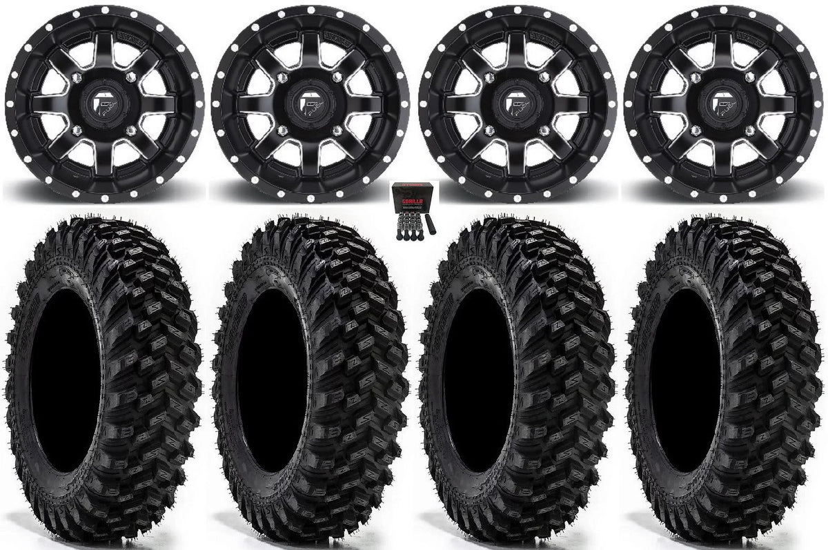 Fuel Maverick 15" Wheels Black 30" Warrior  Sticky Tires Kawasaki Teryx Mule