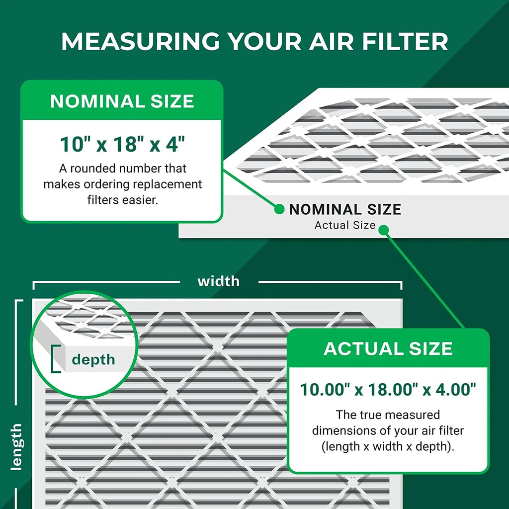 Filterbuy 10x18x4  13 Pleated   Furnace Air Filters (6-Pack)