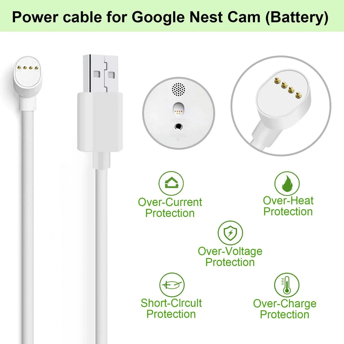 Power Cord for Google Nest Cam (y) Only, Weatherproof Charging Cable - 6 ft/2m