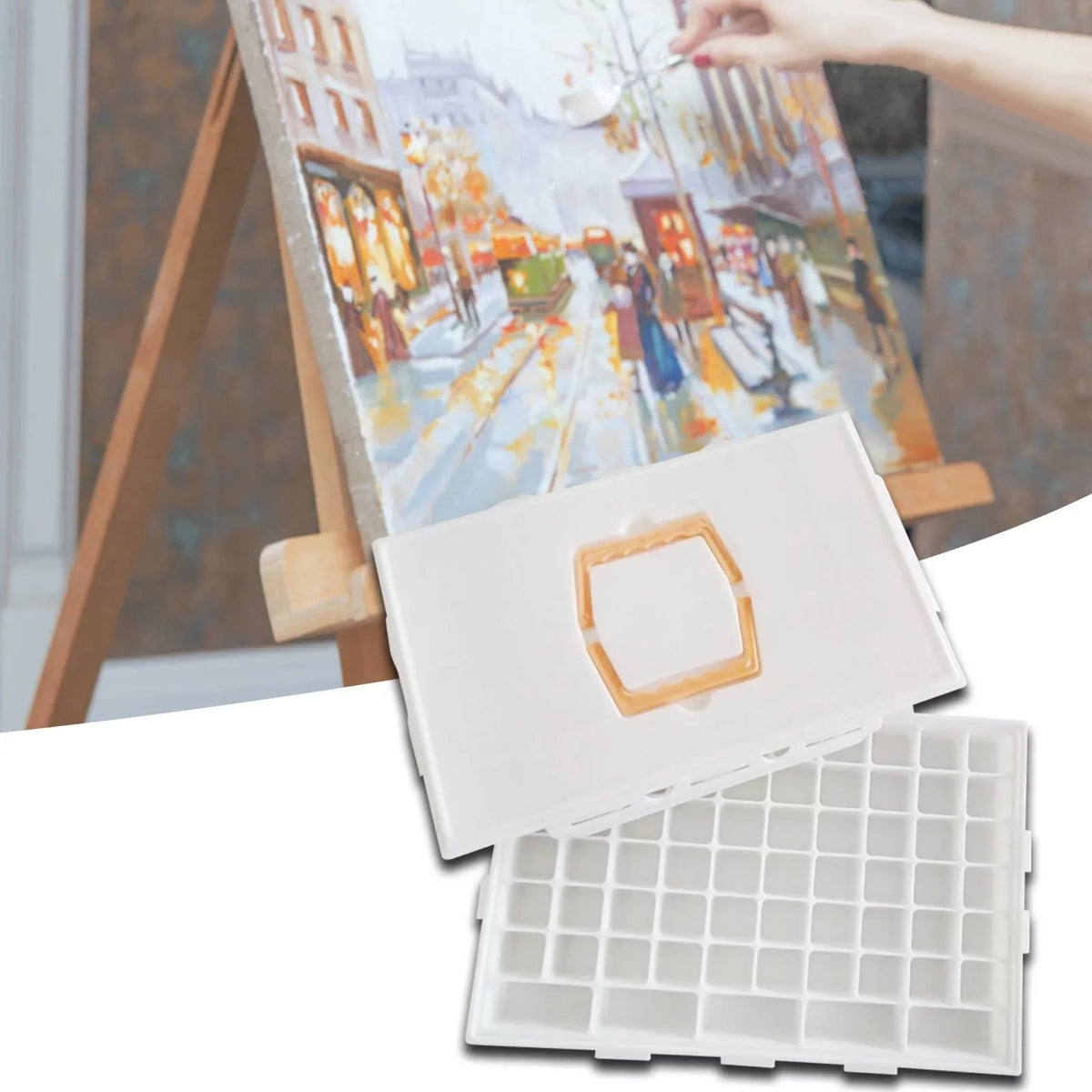65 Compartments Paint Palette Paint Palette, Container Watercolor Palette, Sealed with Lid Paint Painting Tray for Watercolor Oil Paint