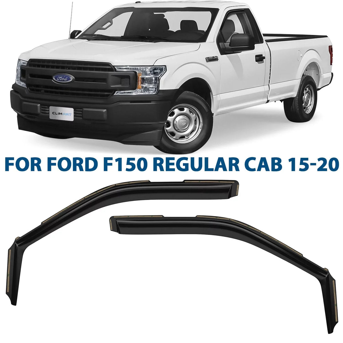 in-Channel Incredibly Durable Rain Guards for Ford  2015-2020 Regular Cab, Original Window Deflectors, Vent Window Visors, Vent Deflector, Dark Smoke Truck Accessories, 2 pcs- 315008LP