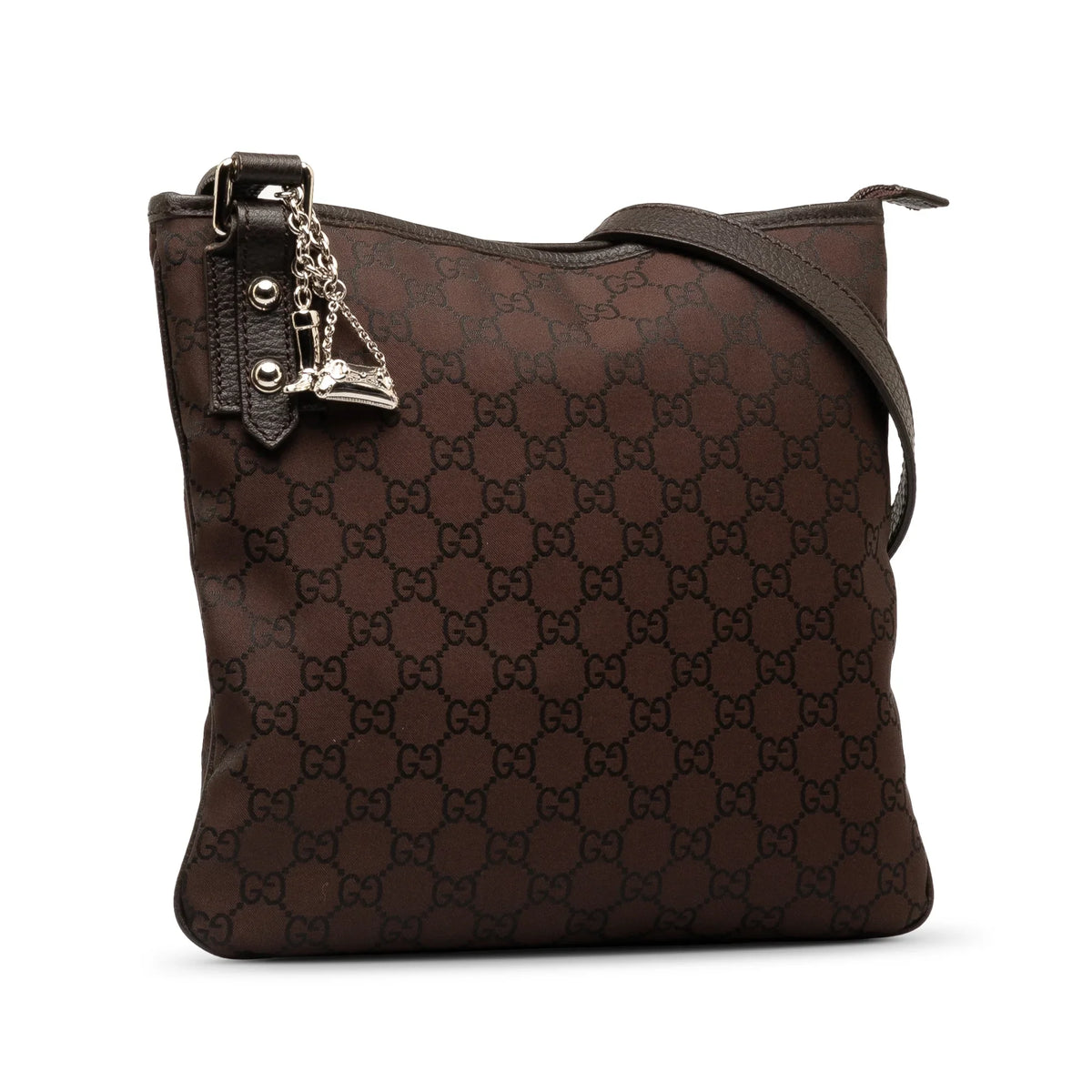 Pre-Owned Authenticated Gucci  Jolicoeur Crossbody Nylon Fabric Brown Crossbody Bag Unisex (Good)