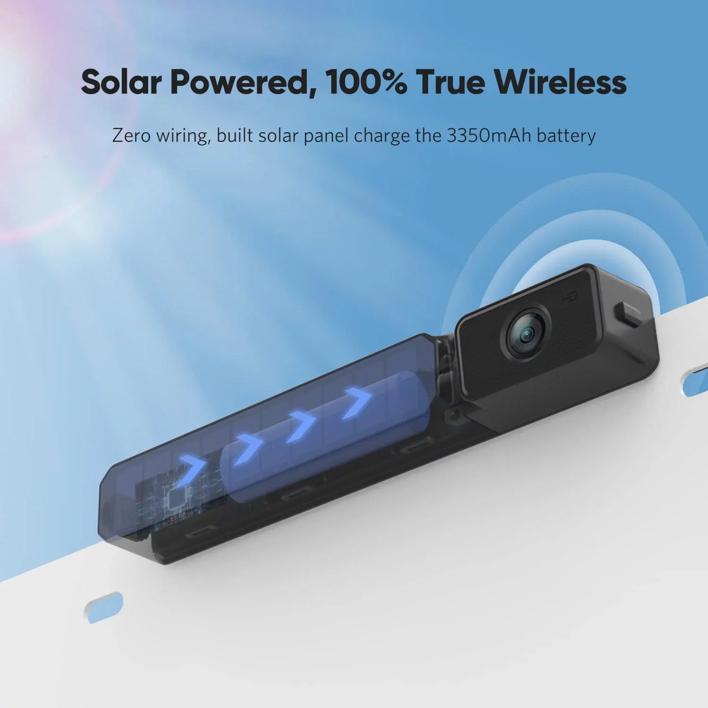 Solar Wireless Backup Camera System with 2 Cameras,  Waterproof Wireless Reverse Camera 1080P Rear View Cameras for Truck, Van,  Under 33FT