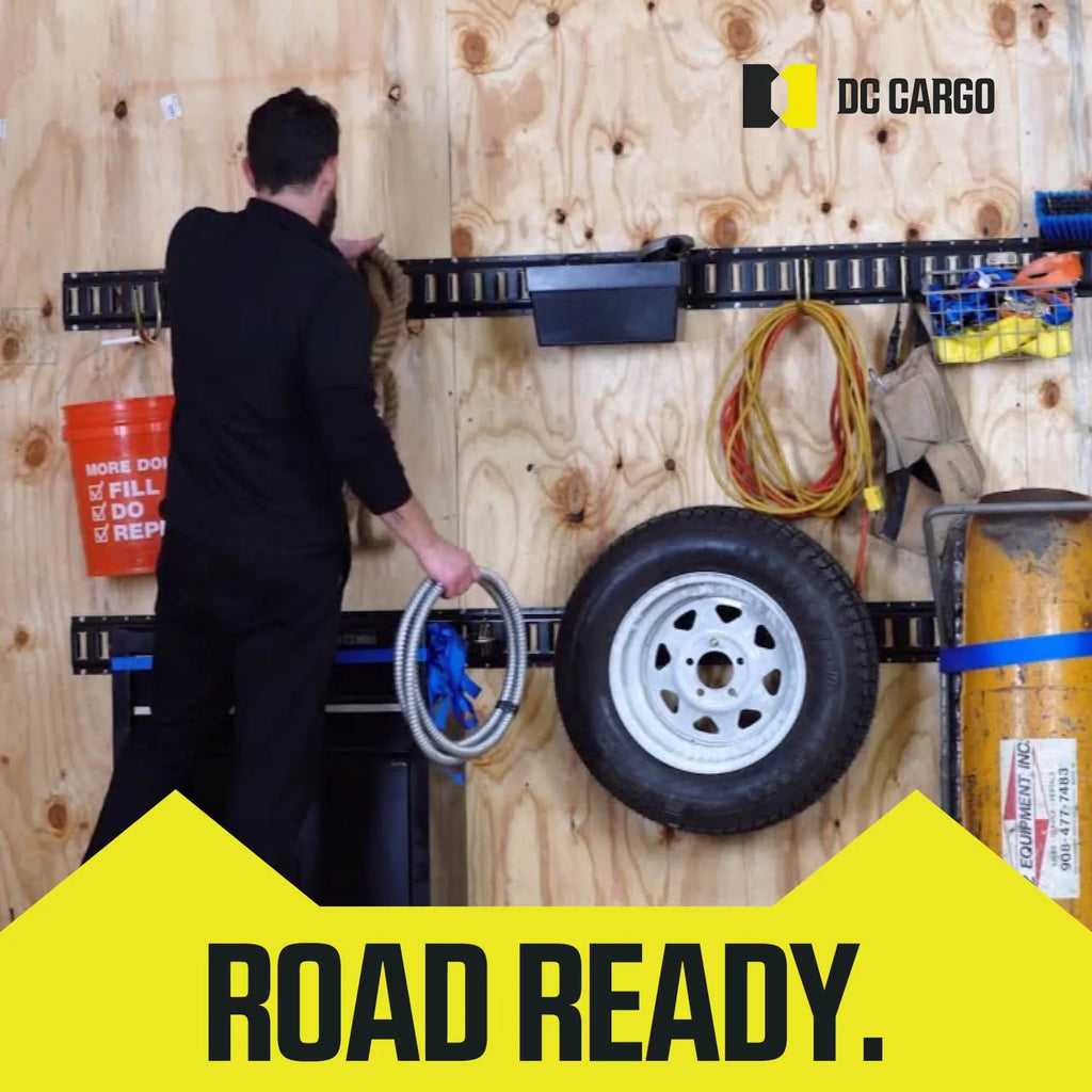 " Cargo Mall Four 8-ft -Track Rails, Vertical Powder Coated TieDowns | Long Heavy Duty Steel Etrack Rails for Trucks, Trailers"
