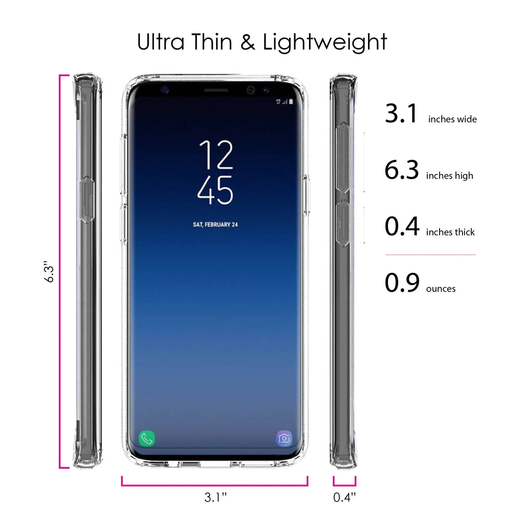 DistinctInk Clear Shockproof Hybrid Case for Samsung Galaxy +  (6.2" Screen) -  Bumper, Acrylic Back, Tempered Glass Screen Protector - Luke 1:37 - Faith Does Not Make Easy Makes Possible