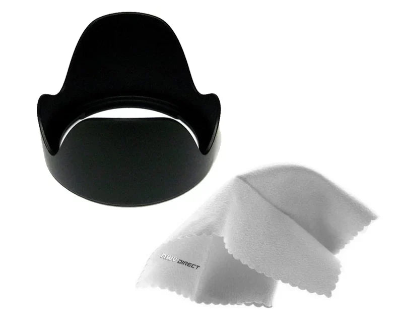 Sony Alpha  Pro Digital Lens Hood (Flower Design) (55mm) + Nwv Direct Microfiber Cleaning Cloth.