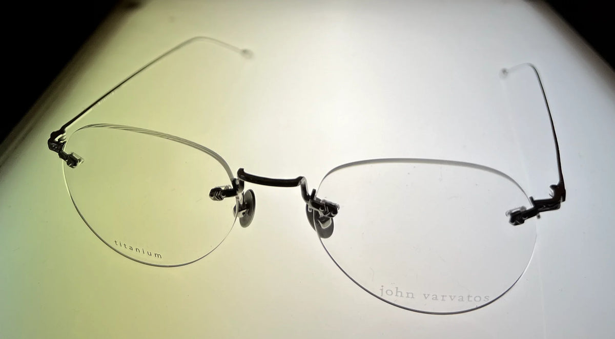 John Varvatos Rimless Round Mens Silver Metal Eyewear Frame . 53mm