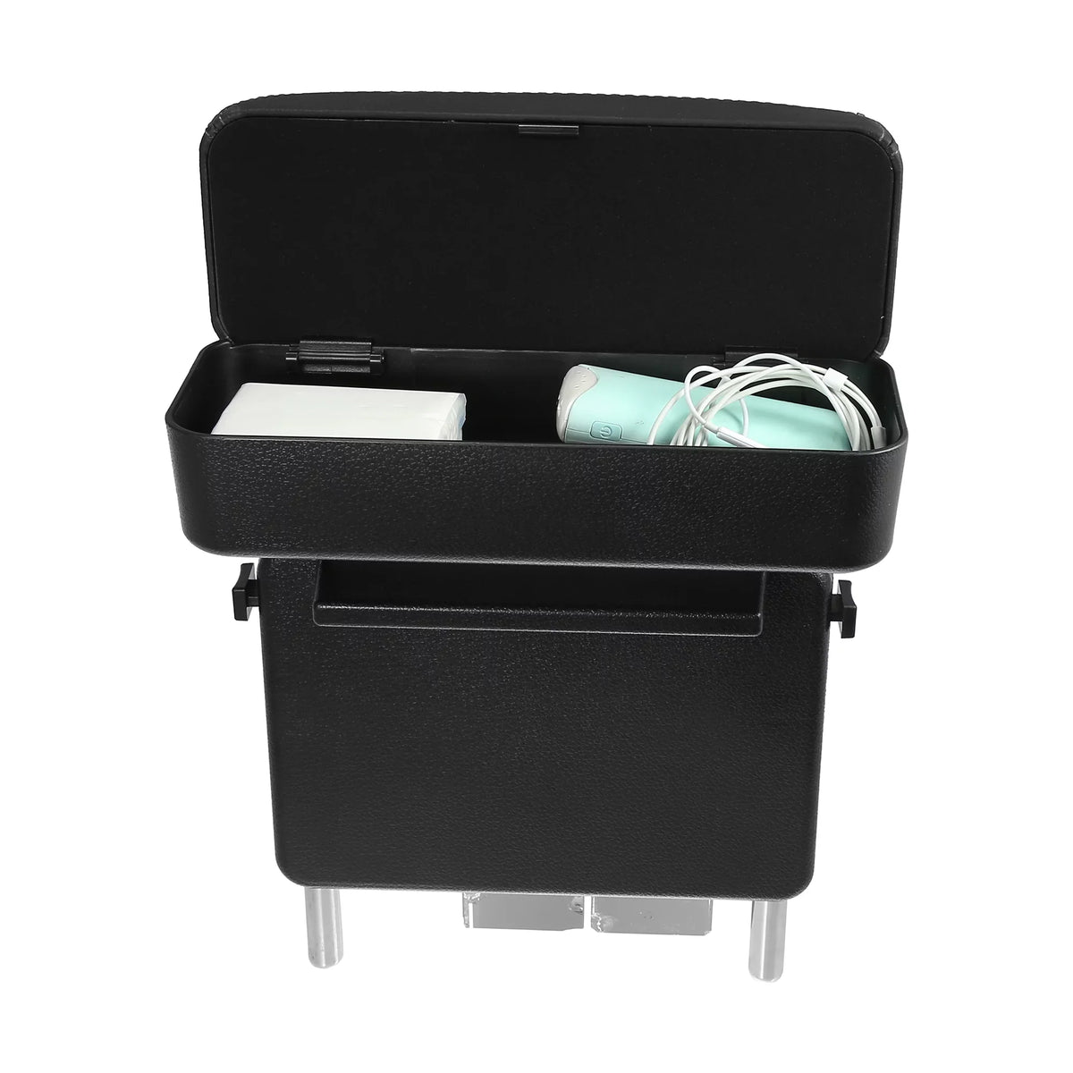 Car Center Armrest Box Seat Gap Adjustable Armrest Storage Organizer Box Armrest Black  Leather with Black Line