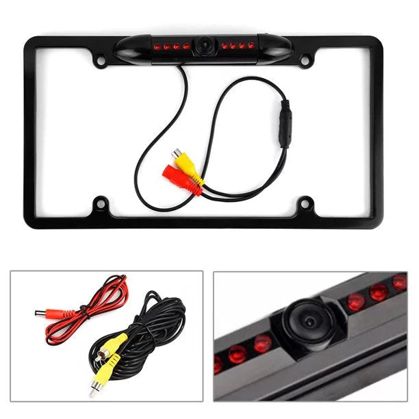 Backup Camera Rearview License Plate Frame for   - Black