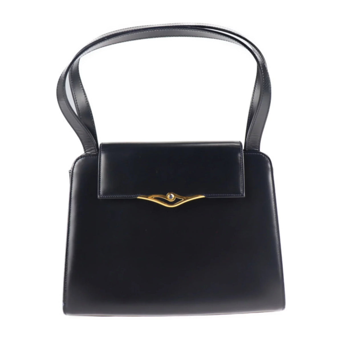 Pre-Owned  Cartier sapphire line handbag calf dark navy mini bag (Good)