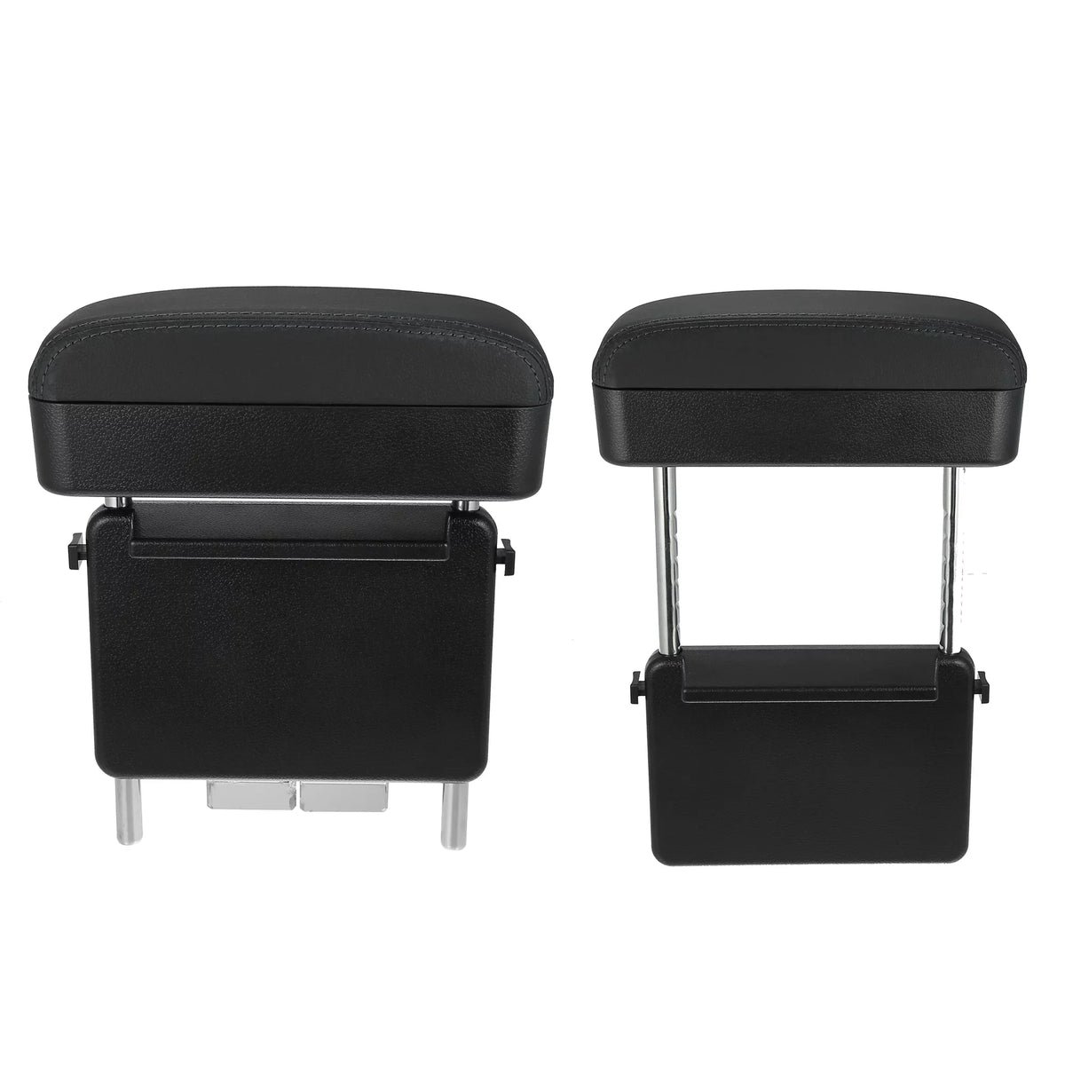 Car Center Armrest Box Seat Gap Adjustable Armrest Storage Organizer Box Armrest Black  Leather with Black Line