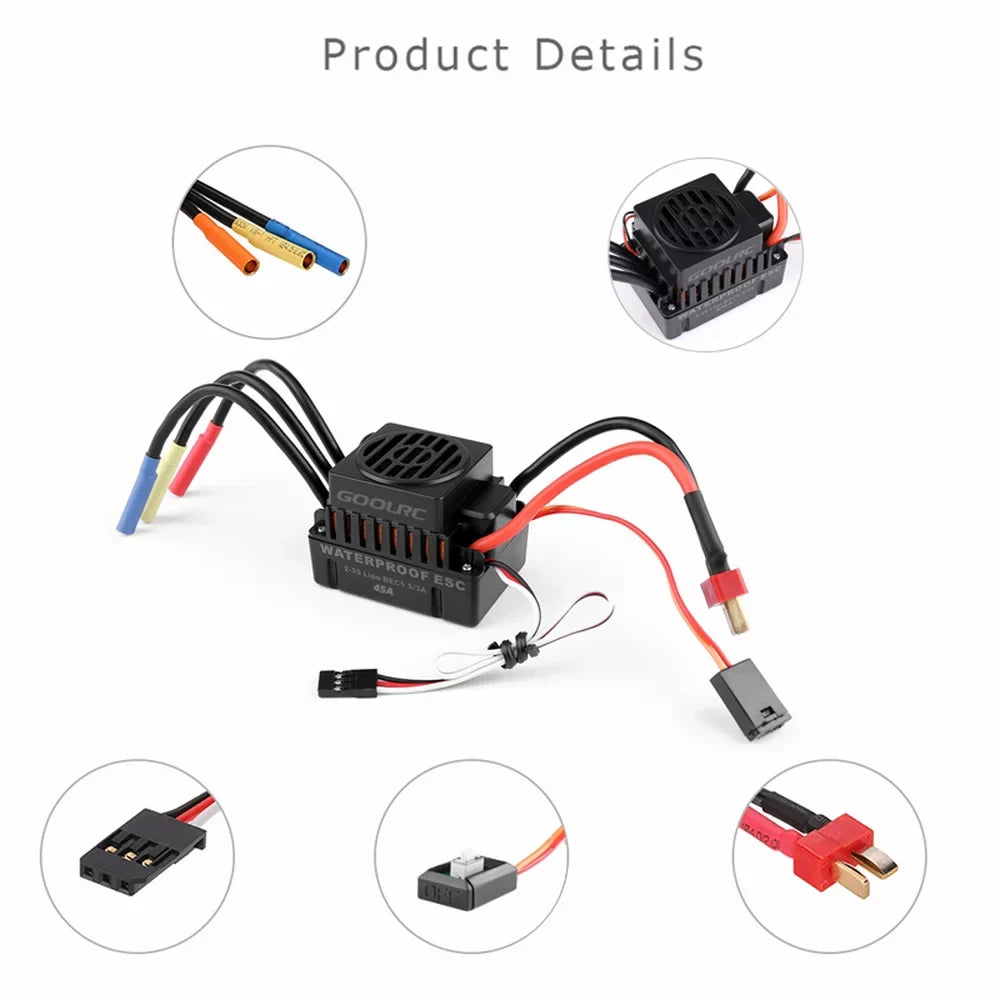 GoolRC  Accessory,Motor 45a  4370kv Motor With 45a Motor And 45a Set 110 1/10 Remote Car 45a Esc Combo Set Car MotorCar 45a 110waterproof MotorCombo  Waterproof Rookin 1/10
