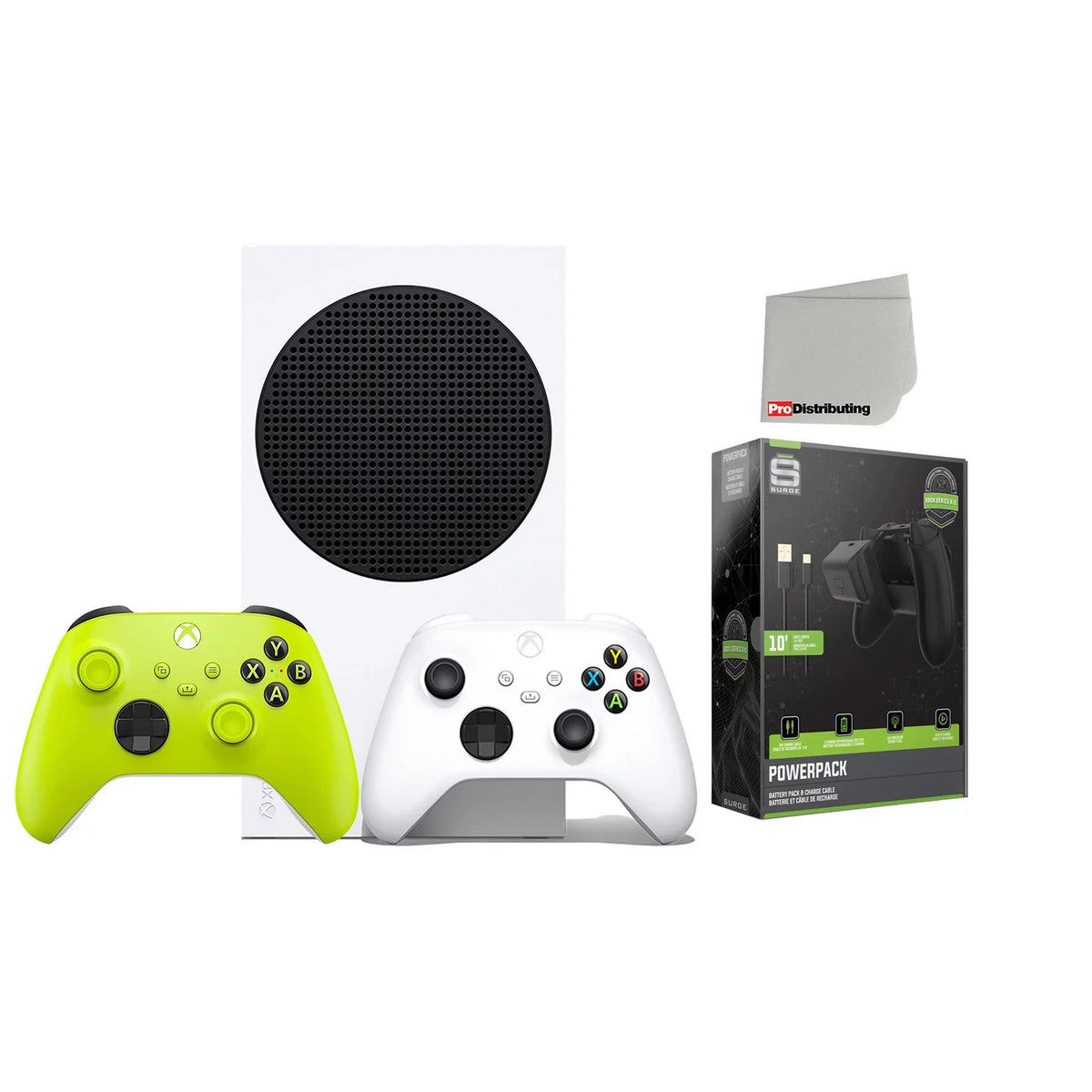 Microsoft Xbox Series  512GB Digital Console with Extra Wireless Controller - Electric Volt - Powerpack Battery/Charge Cable Bundle with Microfiber Cleaning Cloth