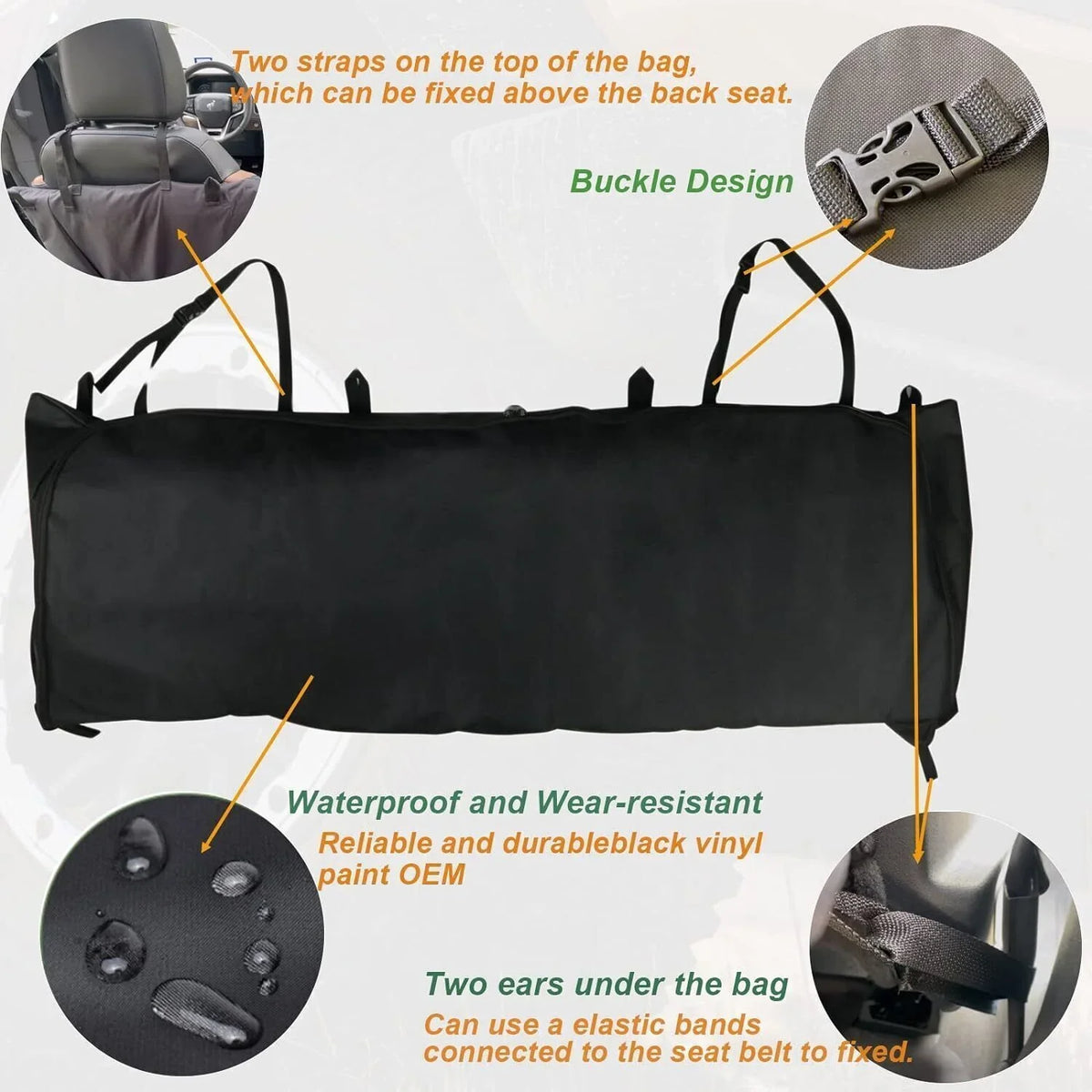 2021-2023 For Bronco 4 Door Soft Top Window Storage Bag Organizer Portable Black
