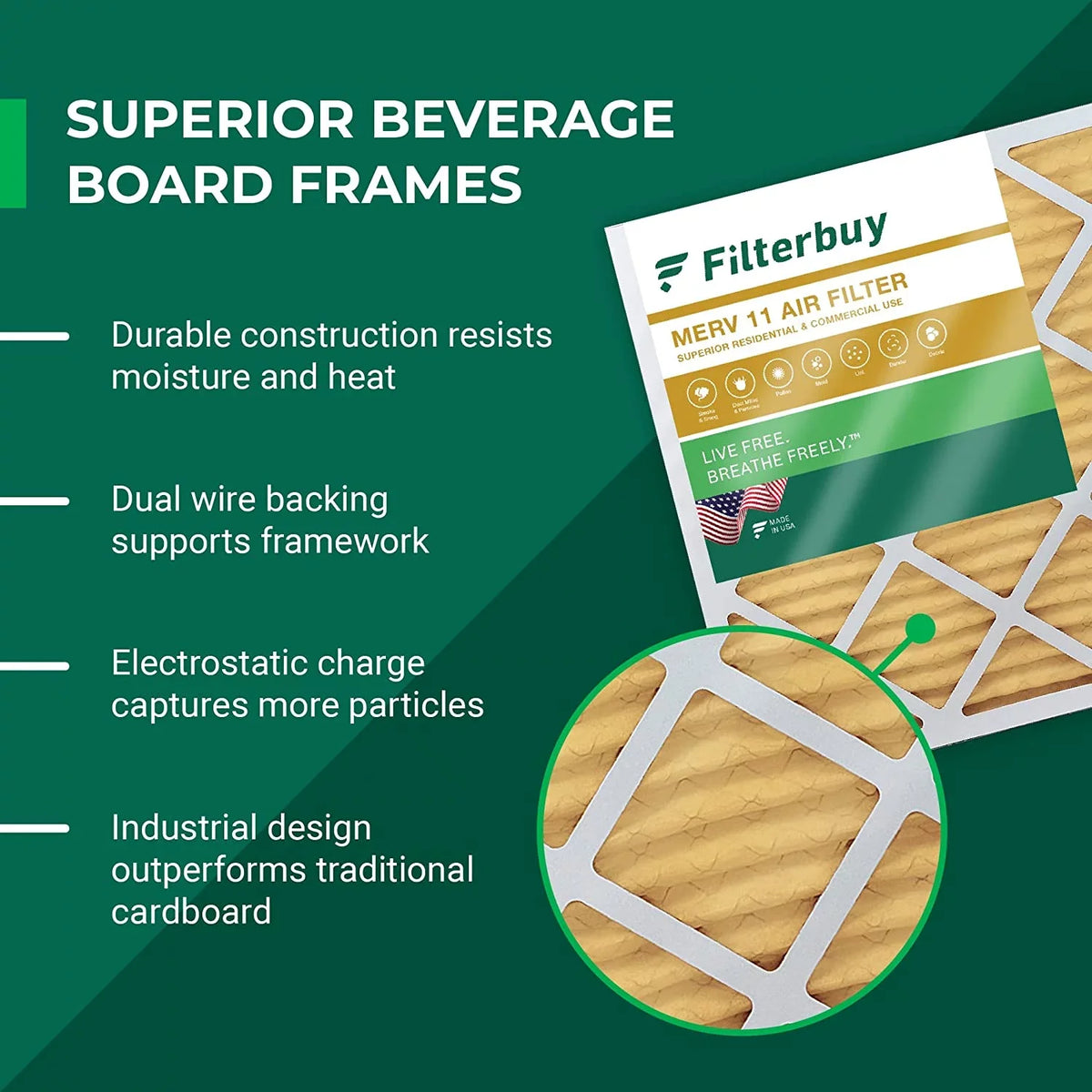 Filterbuy 20x25x5  11 Pleated   Furnace Air Filters for Trion Air Bear, Generalaire, Skuttle, and Ultravation (3-Pack)