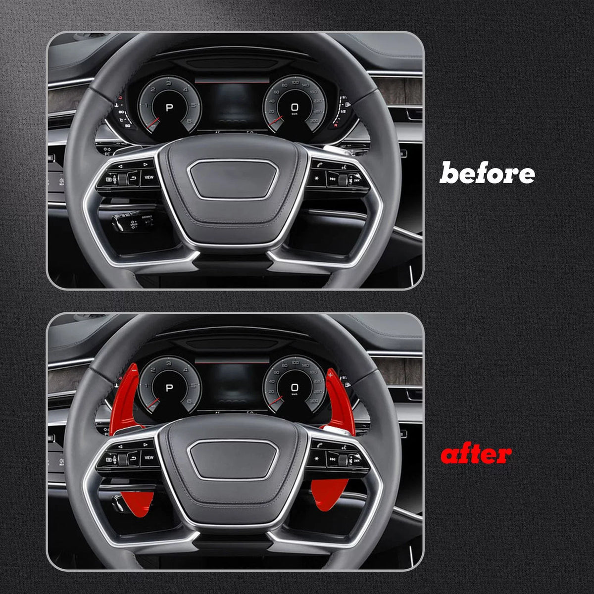 Xotic Tech Steering Wheel Paddle Shifter Cover Trim,  Aluminum Alloy, Compatible With Audi                   (Red)