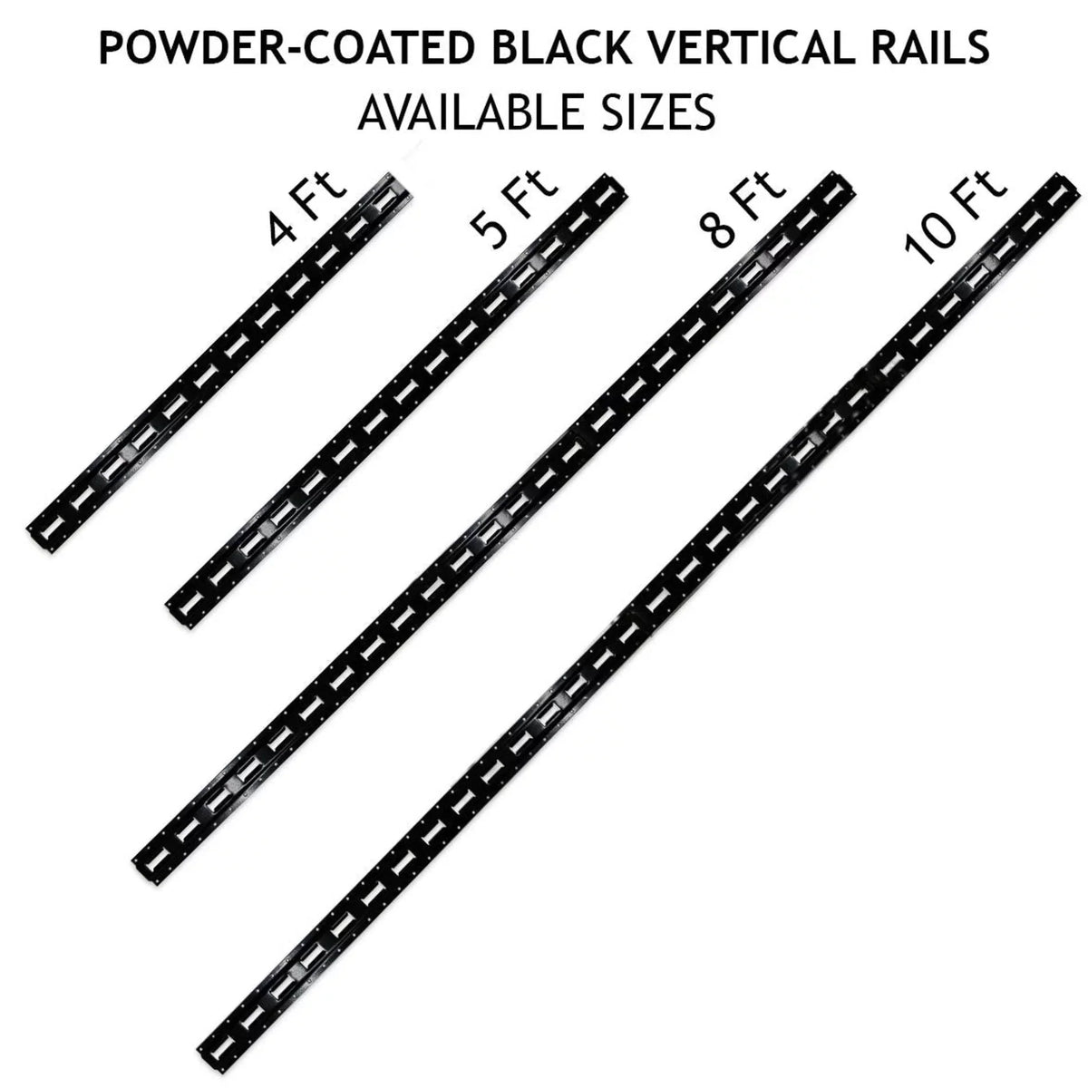 " Cargo Mall Four 8-ft -Track Rails, Vertical Powder Coated TieDowns | Long Heavy Duty Steel Etrack Rails for Trucks, Trailers"