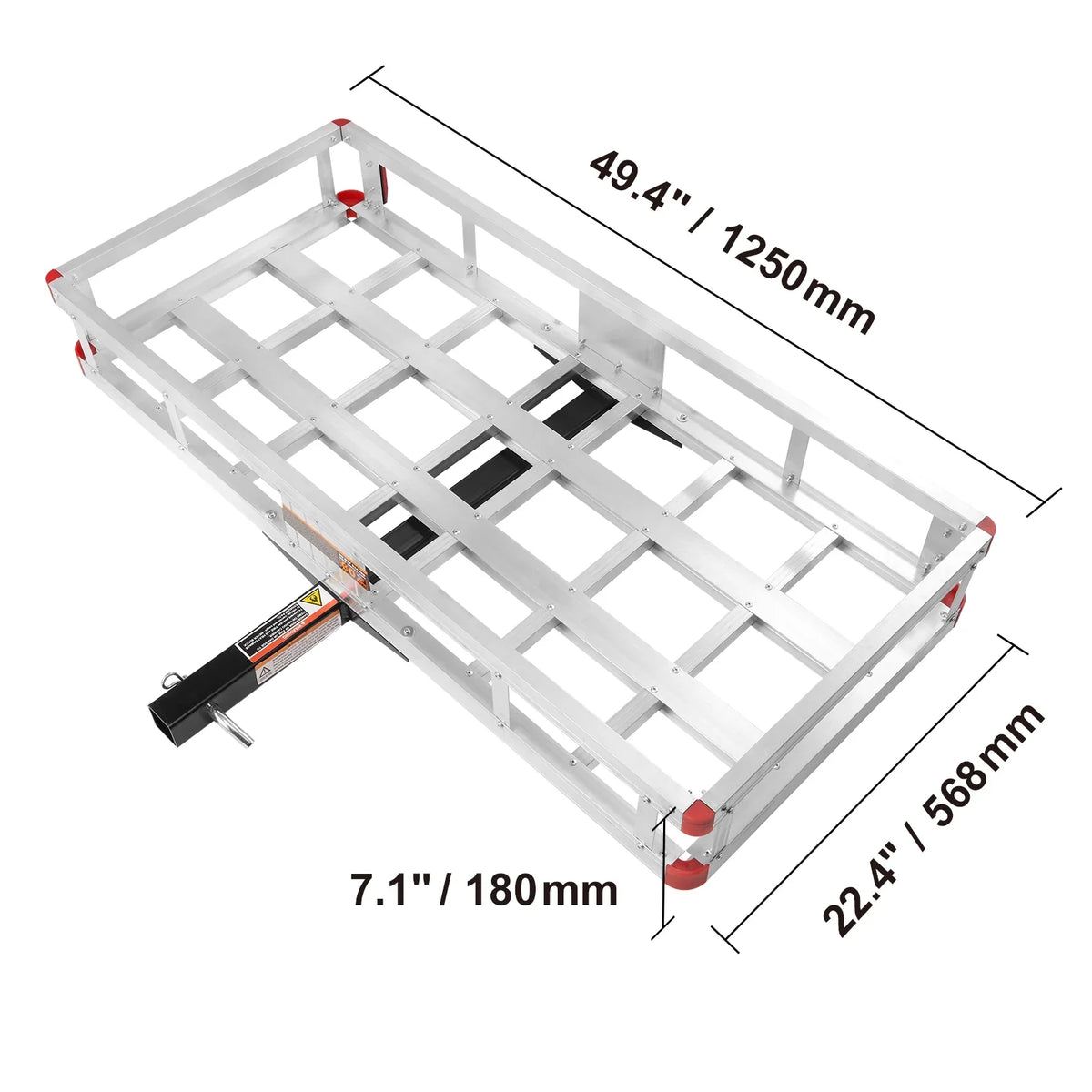 Hitch Mount Cargo Carrier 47 x 20 x 6 in 500lb Aluminum Corrosion-Resistant Fits 2" Receiver Cargo Basket for SUVs Sedans Vehicles