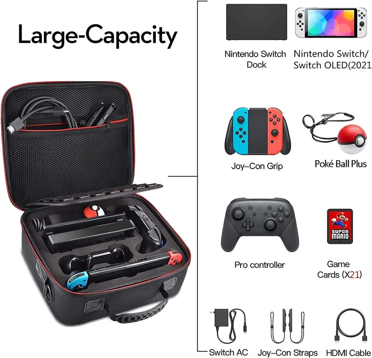 Carrying Case Compatible with Nintendo Switch / Switch  Model 2021, Portable Hard Shell Travel Bag for Switch Console & Accessories