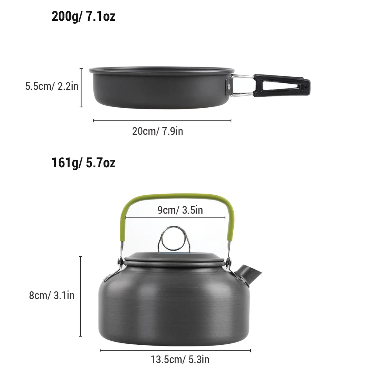 Anself Camping Cookware Mess Kit Non Stick Pot and Pan Set with Kettle for Cooking and Backpacking