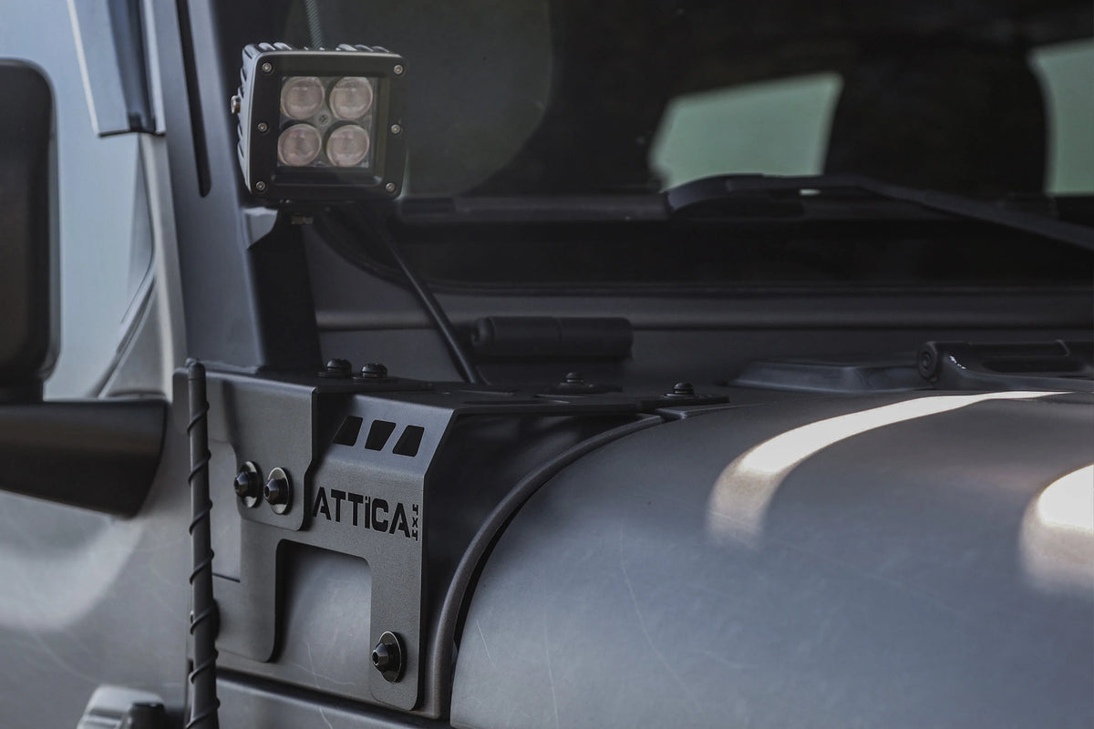 Attica 2018-2024 Fits Jeep Wrangler  2019-2024 Gladiator   Pillar Light Mount Bracket Powder Coated Steel -