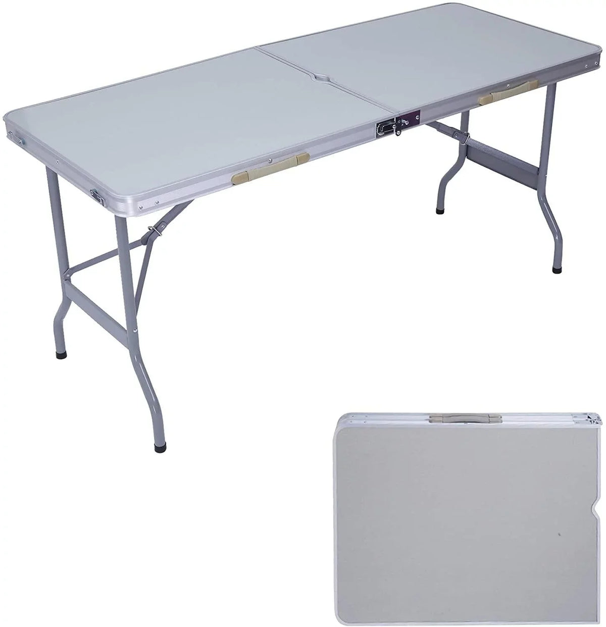 Mydepot Portable Folding Aluminum Picnic Table, Umbrella Hole, Compact, Carry Bag, Camping
