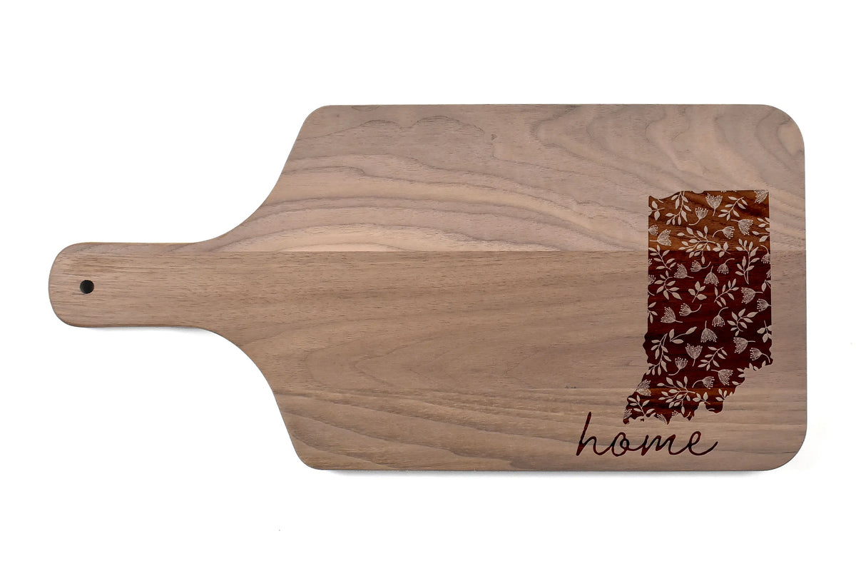 Creative Products Floral Home State - Indiana 17 x 8 Walnut Paddle Cutting Board