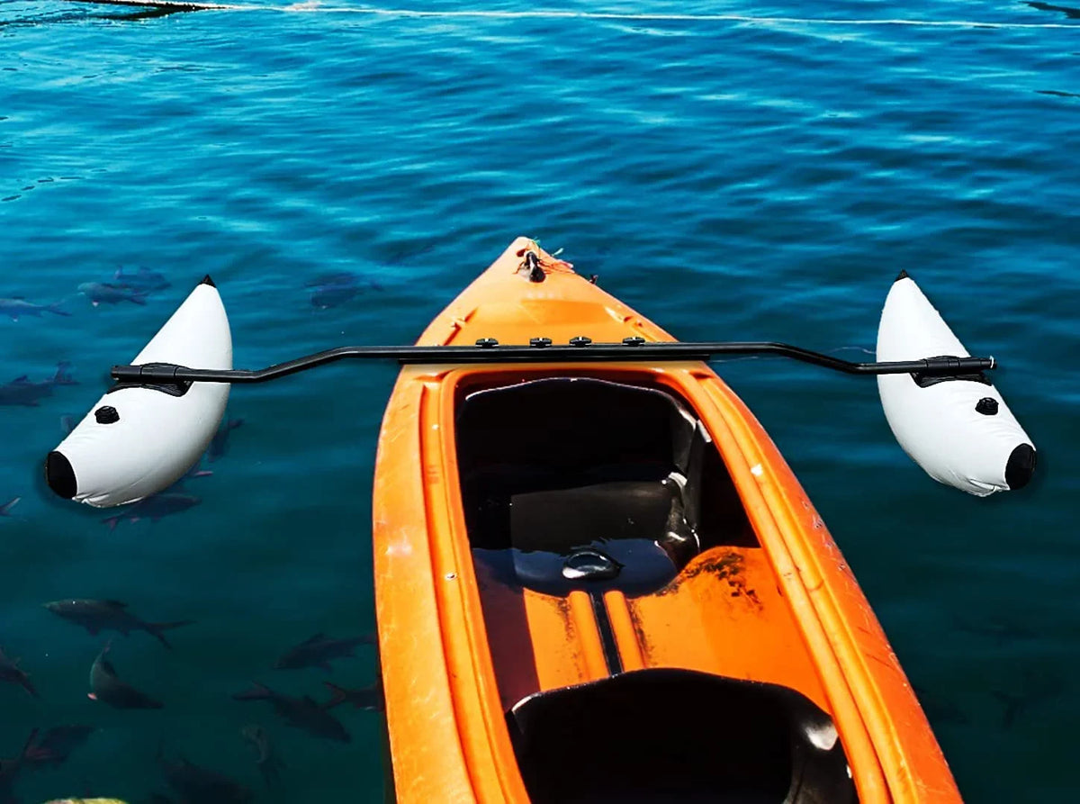 Pactrade Marine Boat Kayak Canoe Outrigger Stabilizer System  Inflatable Float Buoy Buoyant Fishing Grey Gray Tube Sidekick Arm Kit Breath Kayaking Rod Adjustable Accessories Repair Patches Outdoor