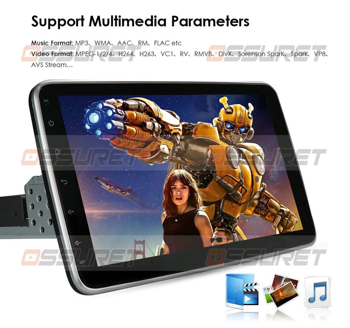 Hizpo Single 1  Rotatable 10.1'' Android 10 Touch Screen With Apple Carplay& Android Auto Car Stereo Radio  Navigation Wifi Bluetooth