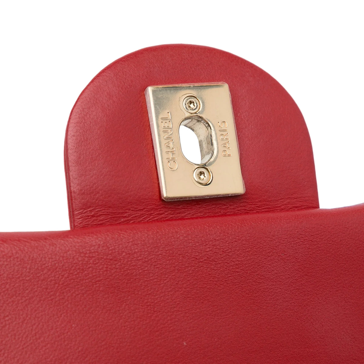 Pre-Owned Authenticated Chanel Small Easy Carry Flap Bag Lambskin Leather Red Satchel Unisex (Good)