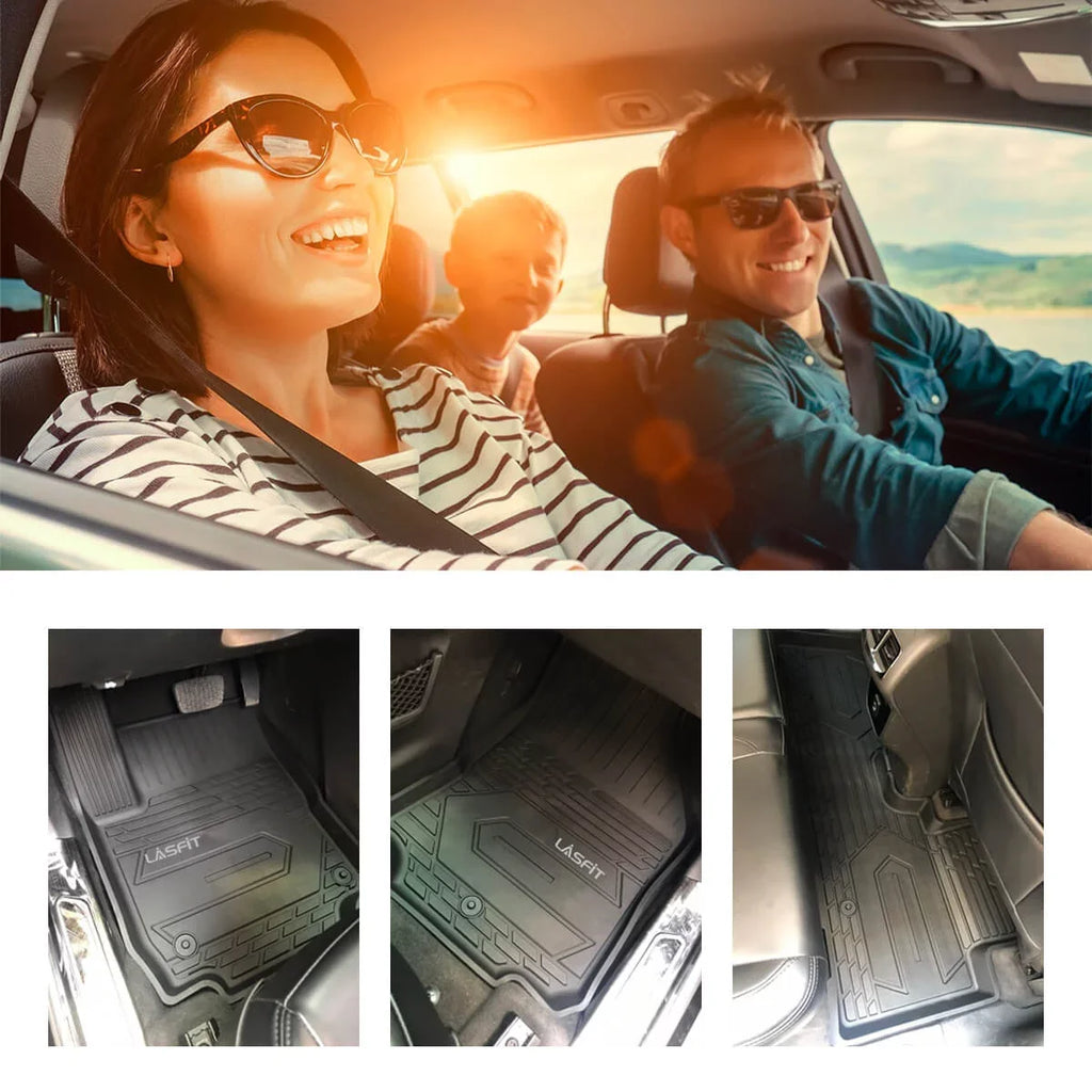 Lasfit Car Floor Liners for 2016-2021 Jeep Grand Cherokee ( Jeep Cherokee )  & Jeep Grand Cherokee  2022, All Weather  Vehicle Floor Mats Set, 1st and 2nd Row, Fit Bench Seating only, Black
