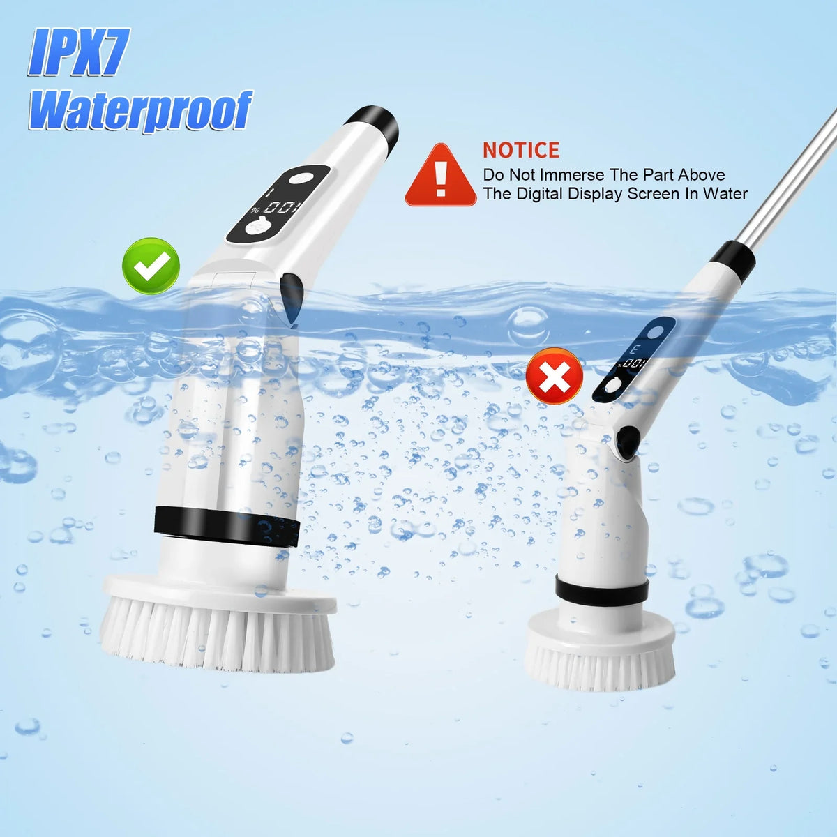 Electric Spin Scrubber,  Cordless Cleaning Brush with 8 Brush Heads,Shower Scrubber with Long Handle Household Cleaning Brushes for Bathroom Tub Tile Kitchen Floor Car