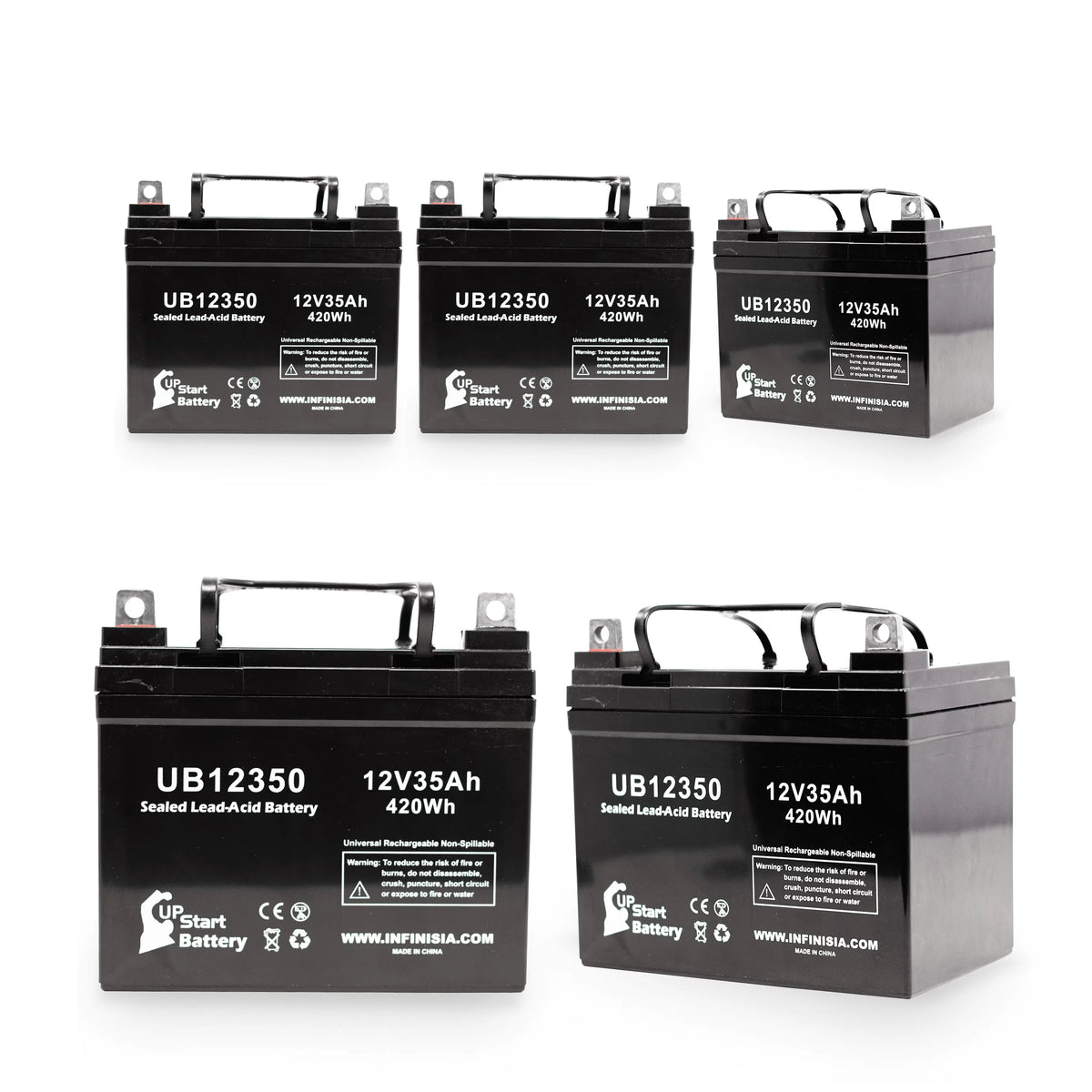 5x Pack - Compatible Topaz 850 Battery - Replacement  Universal Sealed Lead Acid Battery (12V, 35Ah, 35000mAh,  Terminal, , )