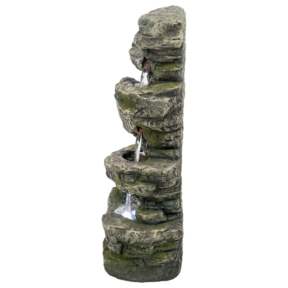 Home Furnishings Cascading Stone Tabletop Outdoor Fountain with Light - 13.75" - Brown