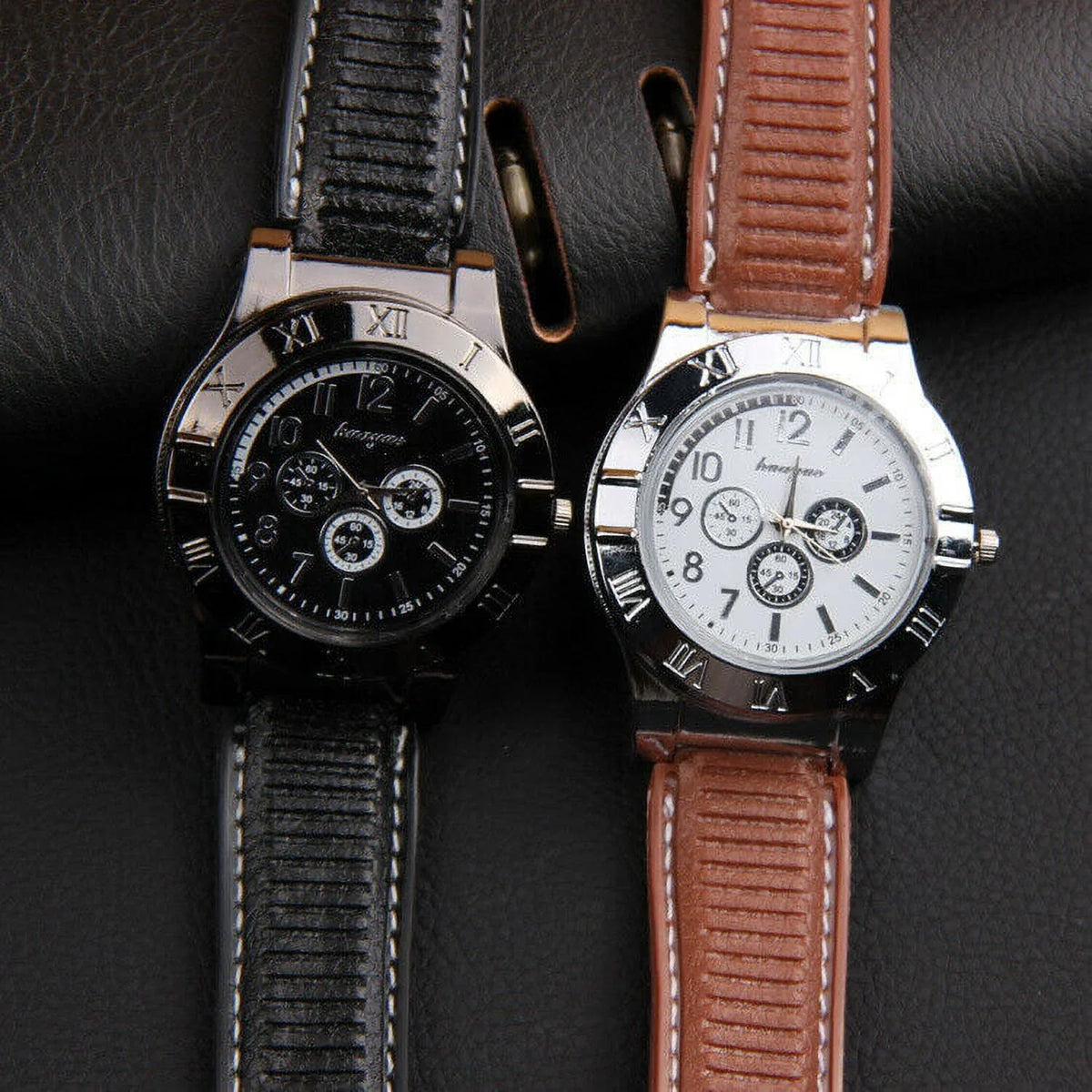 Men's Lighter Watch Flameless Outdoor Windproof  Watch  Rechargeable Rubber Strap Gift