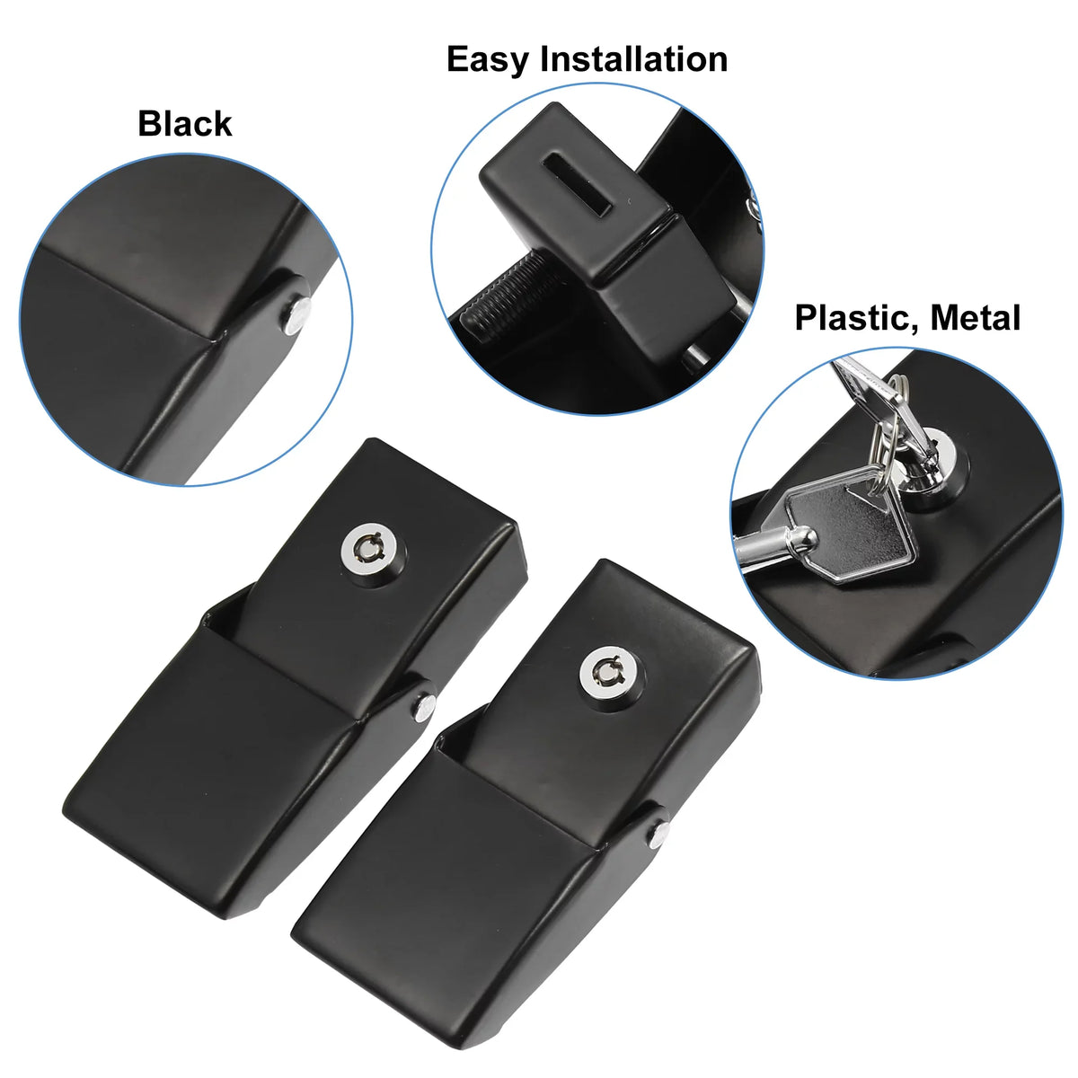 Unique Bargains 1 Pair Front Hood Latches Hood Catch Locking Fit for Jeep Wrangler   2007-2021 Black