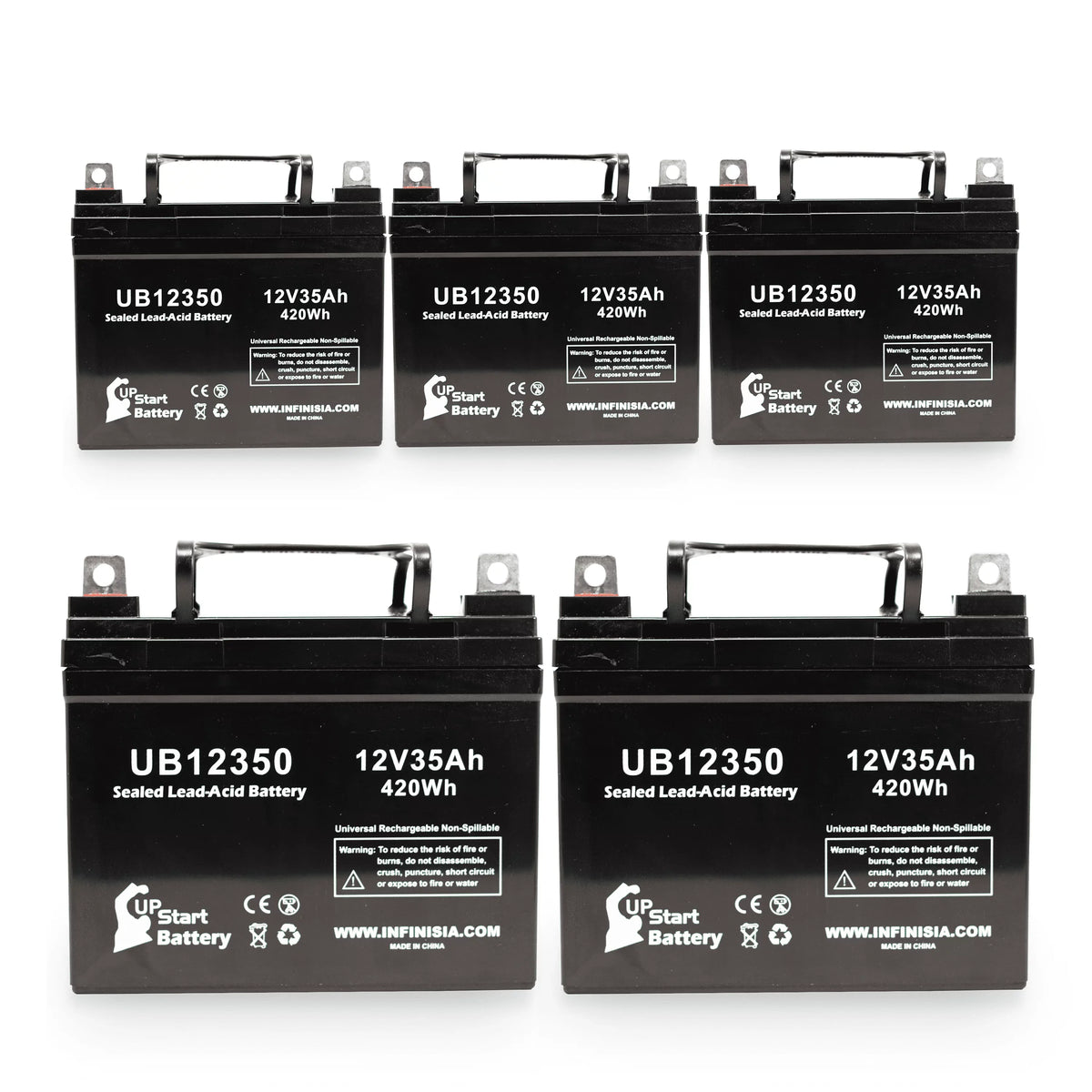 5x Pack - Compatible Topaz 850 Battery - Replacement  Universal Sealed Lead Acid Battery (12V, 35Ah, 35000mAh,  Terminal, , )