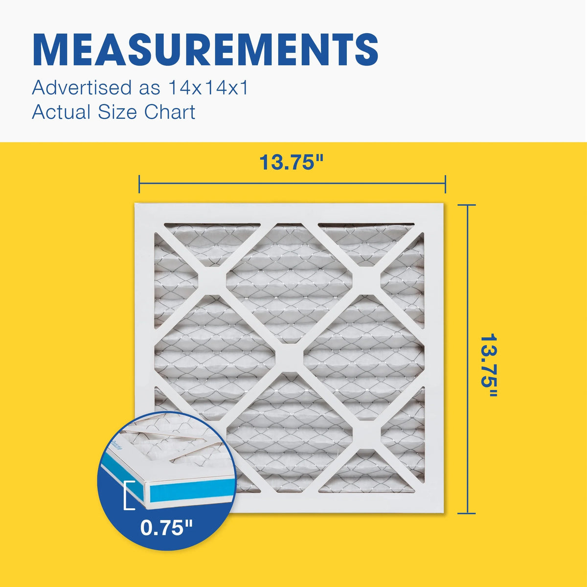 Aerostar 14x14x1  13 Pleated Air Filter,  Furnace Air Filter, 6 Pack