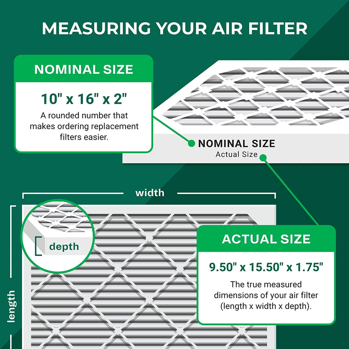 Filterbuy 10x16x2  11 Pleated   Furnace Air Filters (4-Pack)