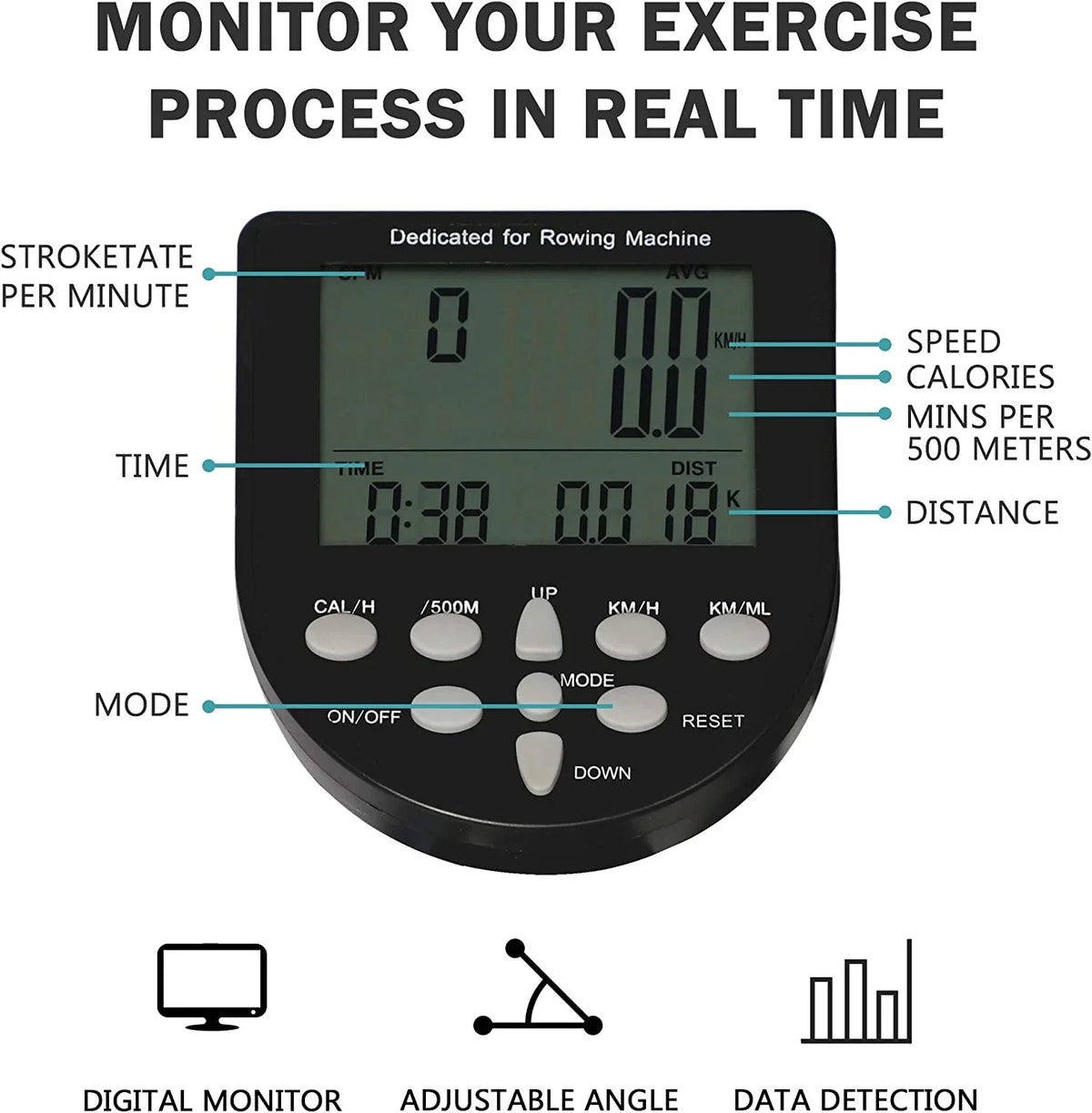 Water Rowig Machie Idoor Water Rower Adjustable Resistace With  Moitor Home Gym Equipmet For Whole Body Exercise Traiig