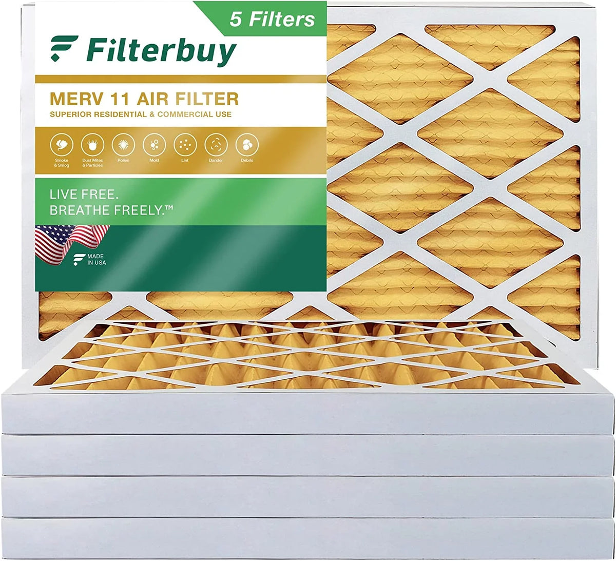 Filterbuy 8x24x2  11 Pleated   Furnace Air Filters (5-Pack)