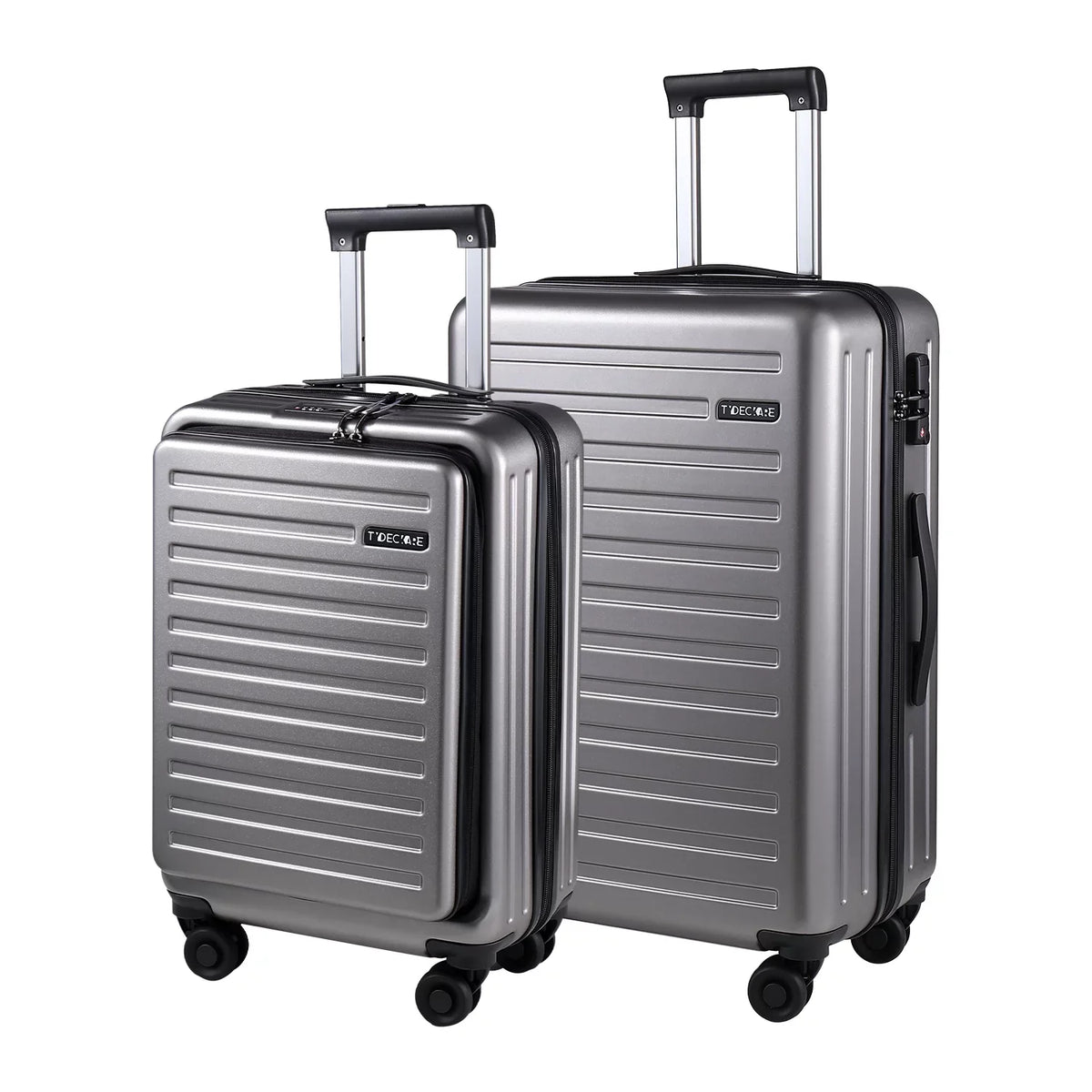 2 Piece 20/24 Luggage Set, Only 20 with Front Laptop Pocket & Expandle, Lightweight + Hardshell Suitcase with  Lock & Spinner Wheels, 20 Inch 37~41L + 24 Inch 65L,Dark Grey