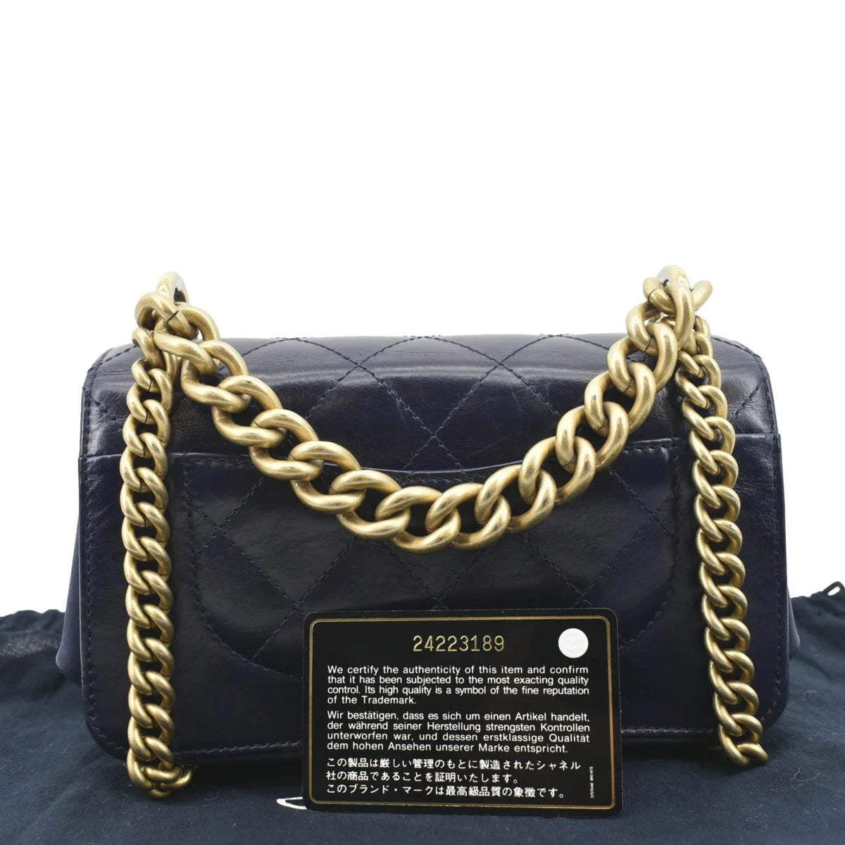 Pre-Owned  Chain Handle  Flap Quilted Leather Shoulder Bag Blue